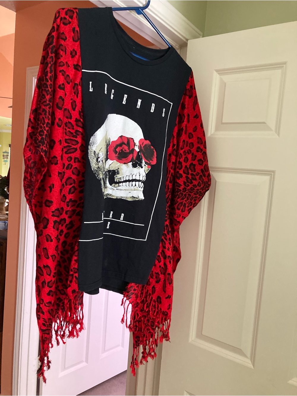 Skull Graphic Black & Red Unisex Poncho